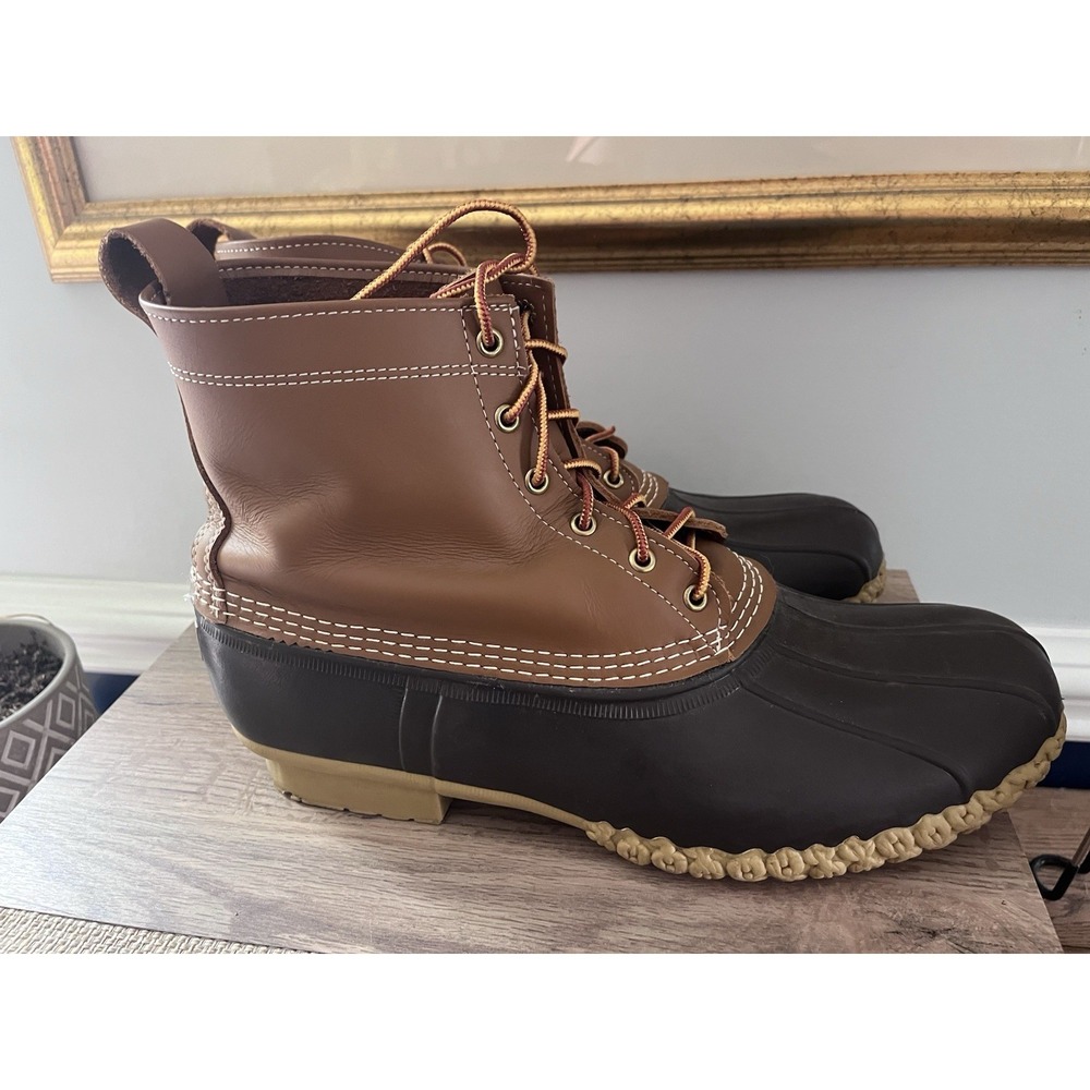 L.L. Bean Bean Boots Mens Size 14 Wide Brown Leather Waterproof Duck Rain M1